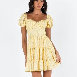 Brand New Princess Polly Danny Mini Dress Yellow Floral Size 4 NEVER WORN
